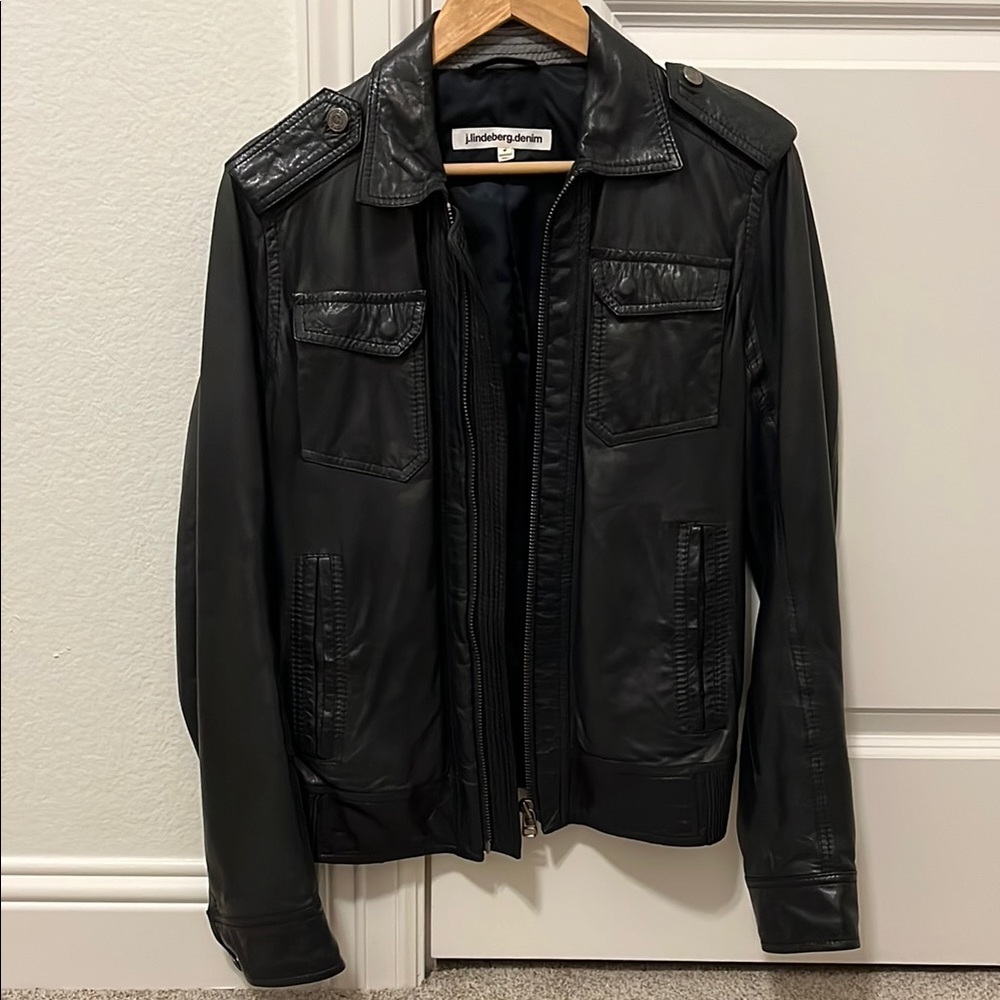 J. Lindeberg Black Leather Jacket